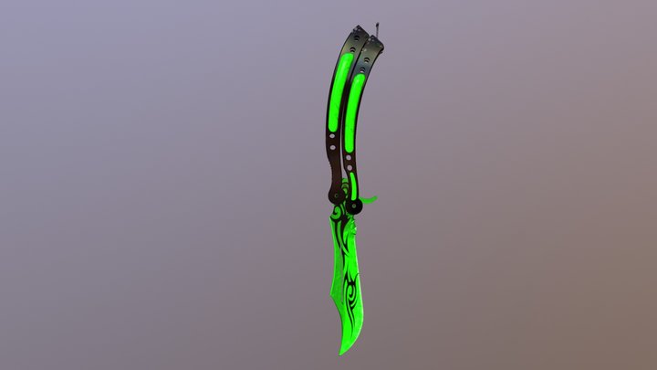 Butterfly Knife | Green Glow 3D Model