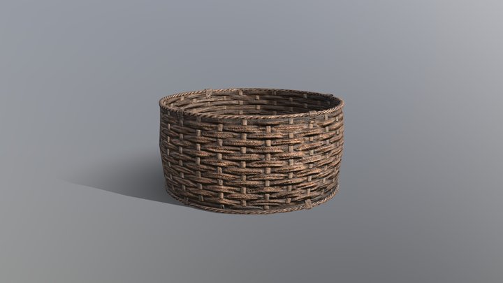 Medieval Woven Basket 3D Model