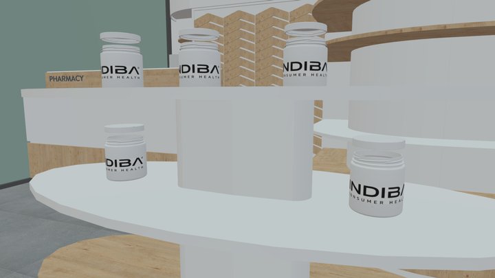 Pharmacy with plastic jar with tag Indiba 3D Model