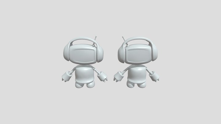 Small red retro robot shown front and back