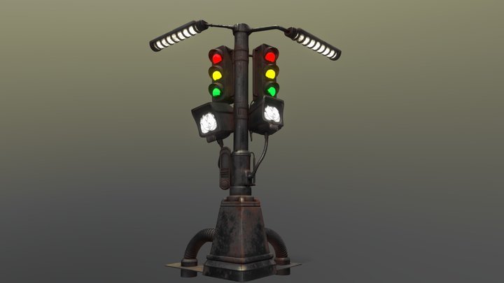 Fallout Style Traffic Light 3D Model