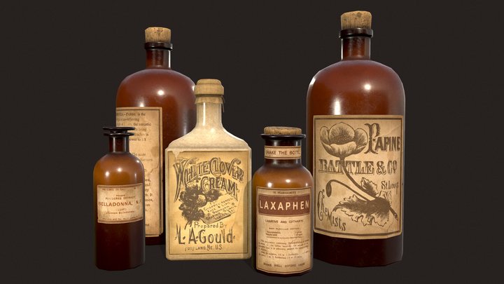 Antique Apothecary Bottles 3D Model