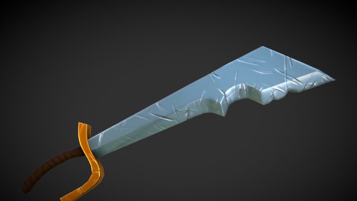 Worn Scimitar  - Handpainted Zbrush Sculpt 3D Model