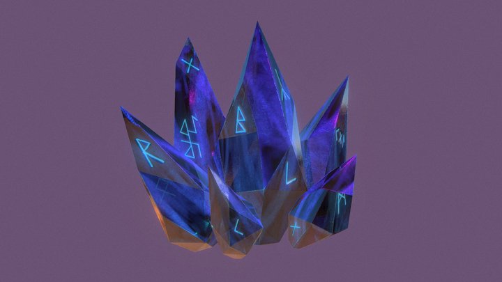 Crystals with runes 3D Model