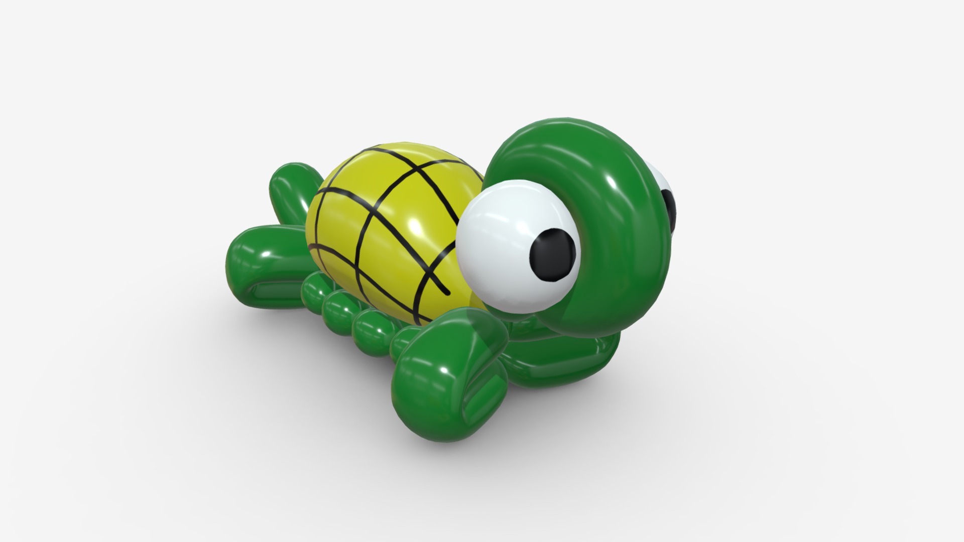 3D model balloon turtle - This is a 3D model of the balloon turtle. The 3D model is about a green and yellow toy.