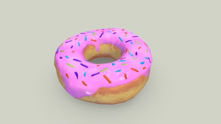 Delicious donut with sprinkles. Gameready model. 3D Model