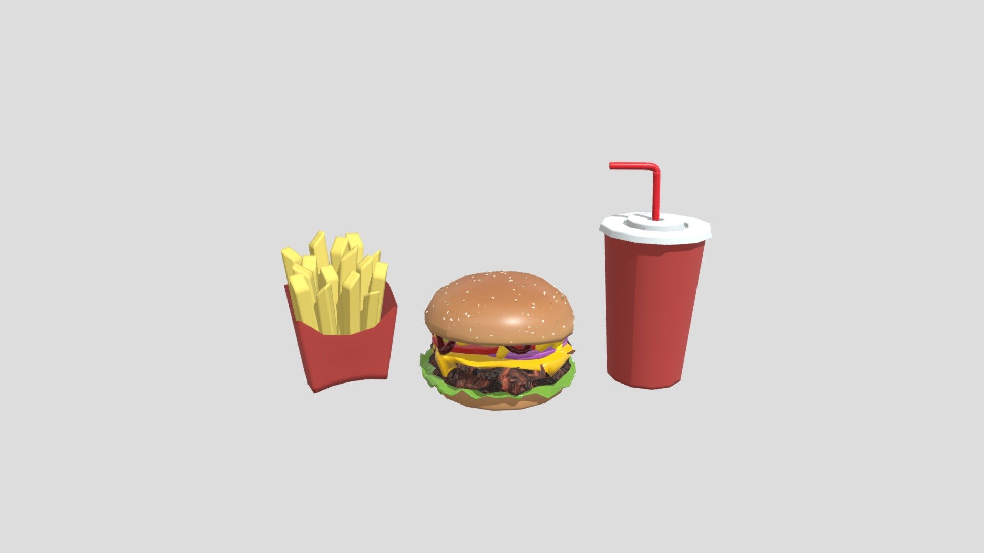 Burger, Drink, &amp; Fries - Download Free 3D model by SothLord69 [eb91430 ...