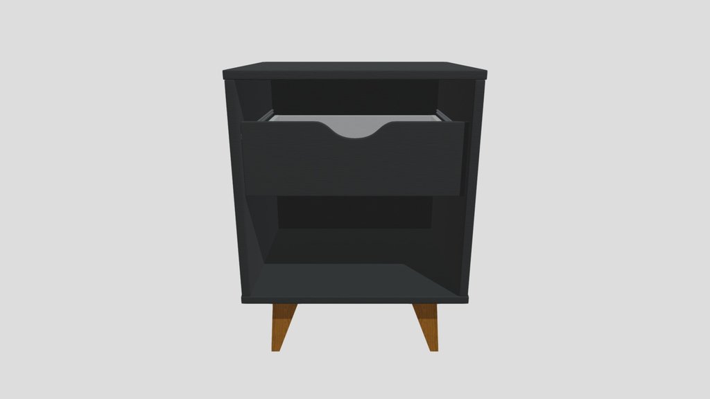 Black Bedside Table With 1 Drawer And Empty Sp