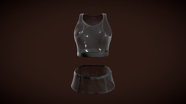 Cyberpunk - Stripper Shirt & Skirt 3D Model