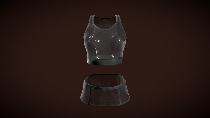Cyberpunk - Stripper Shirt & Skirt 3D Model