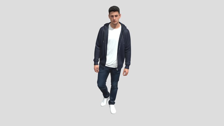 Casual Navy Hoodie Outfit – Modello 3D gratuito STL