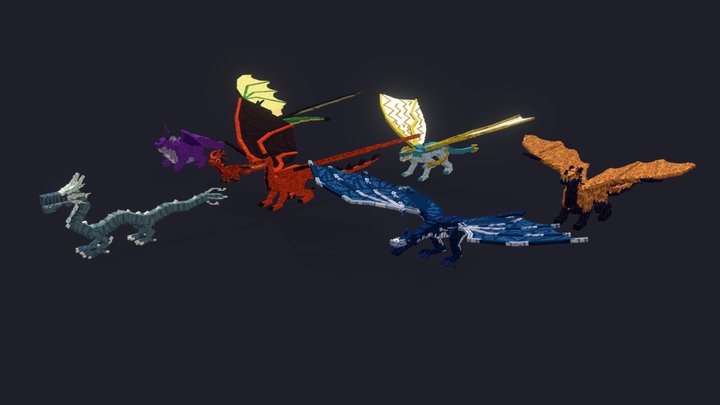 Elemetal Dragons 3D Model