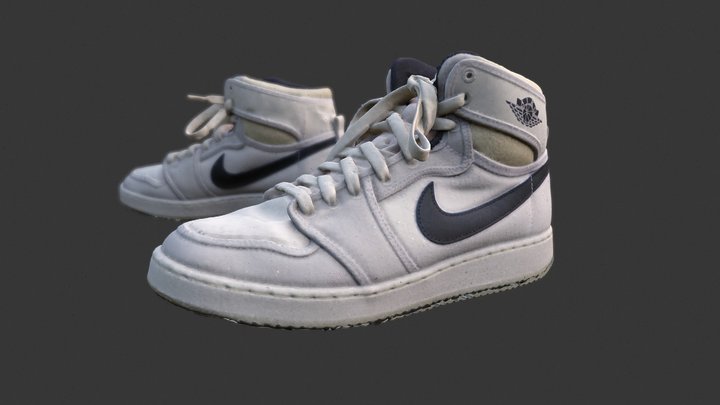 Nike Air Jordans 1 Retro Mid Fog (Canvas) Scan 3D Model