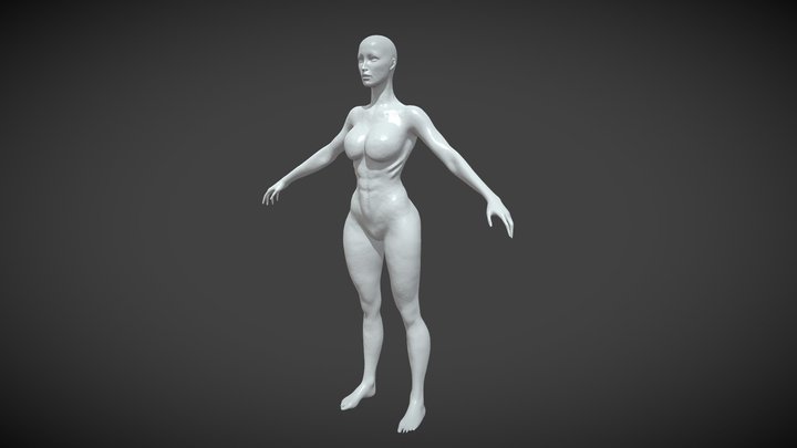 Muscular Female Basic (High Poly) 3D Model