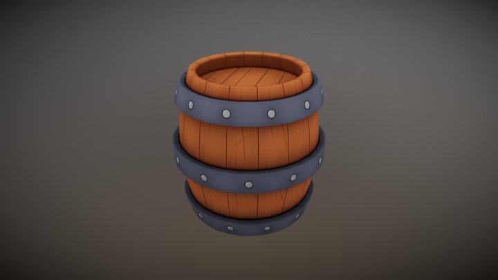 Low Poly Stylised Barrel 3D Model
