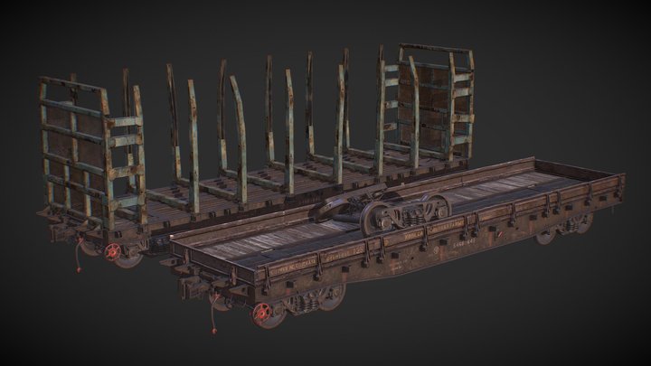 Soviet 13-401 Train Cargo Platform 3D Model