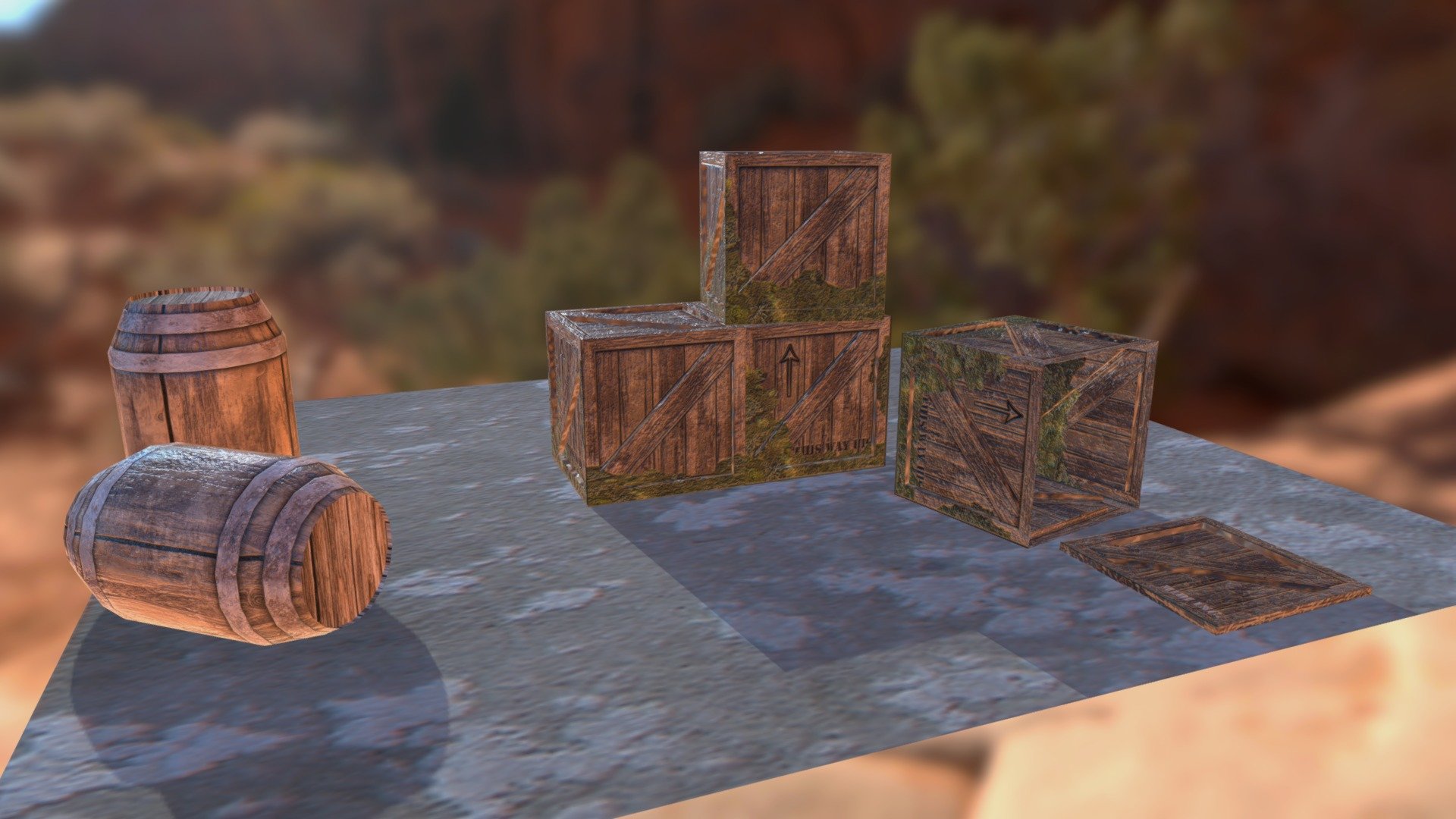 Crates and Barrels - 3D model by MidiEve (@MidiaLDE) [eba320e] - Sketchfab