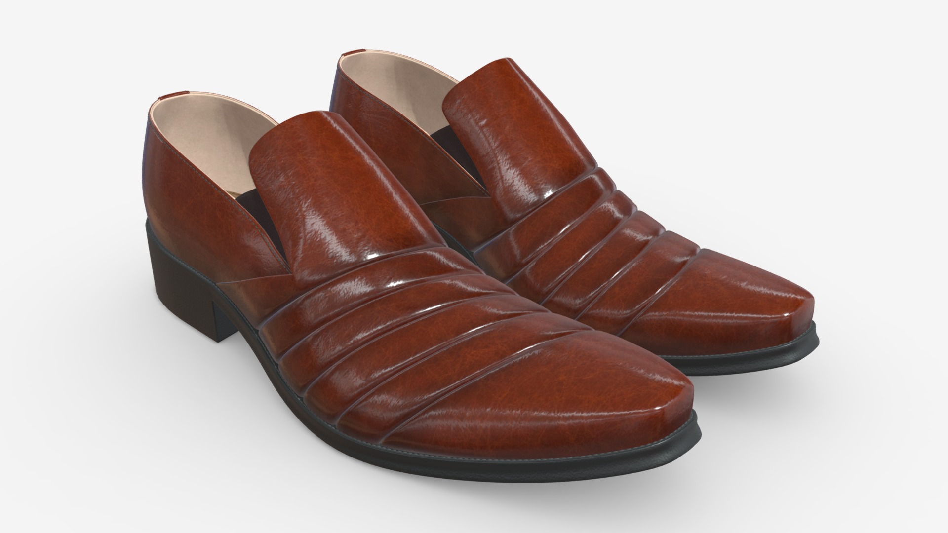 3D model Mens classic shoes 01 - This is a 3D model of the Mens classic shoes 01. The 3D model is about a pair of brown sandals.