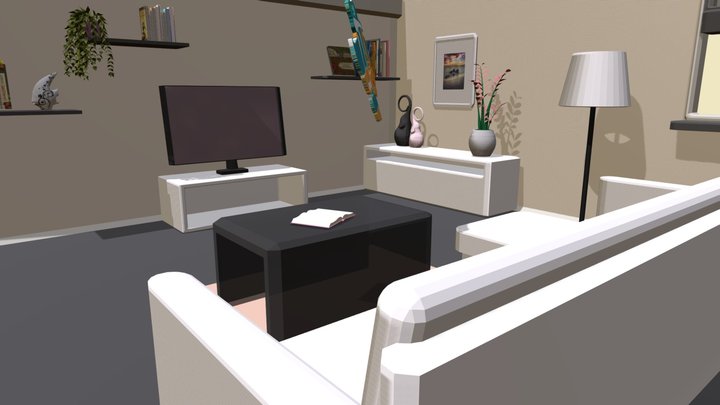 Living Room Isometric LowPoly 3D Model