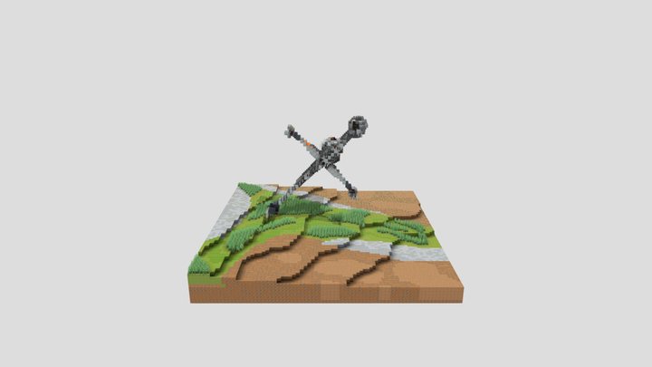 StarWars B-Wing hovering over field 3D Model