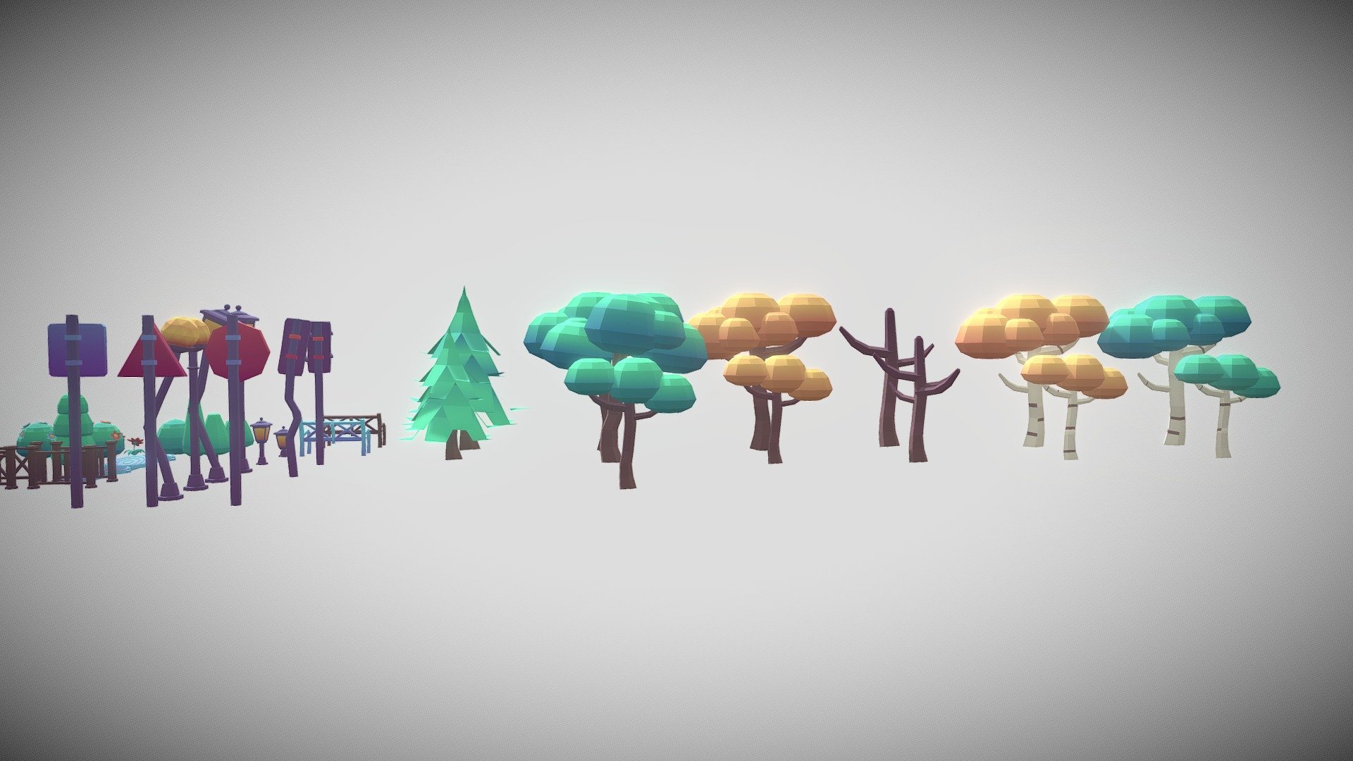 lonly park low poly assets