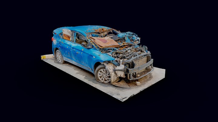 Hyundai Elantra - Destroyed Car in Kyiv, Ukraine 3D Model