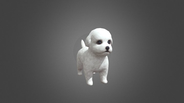 White Puppy Animation 3D Model