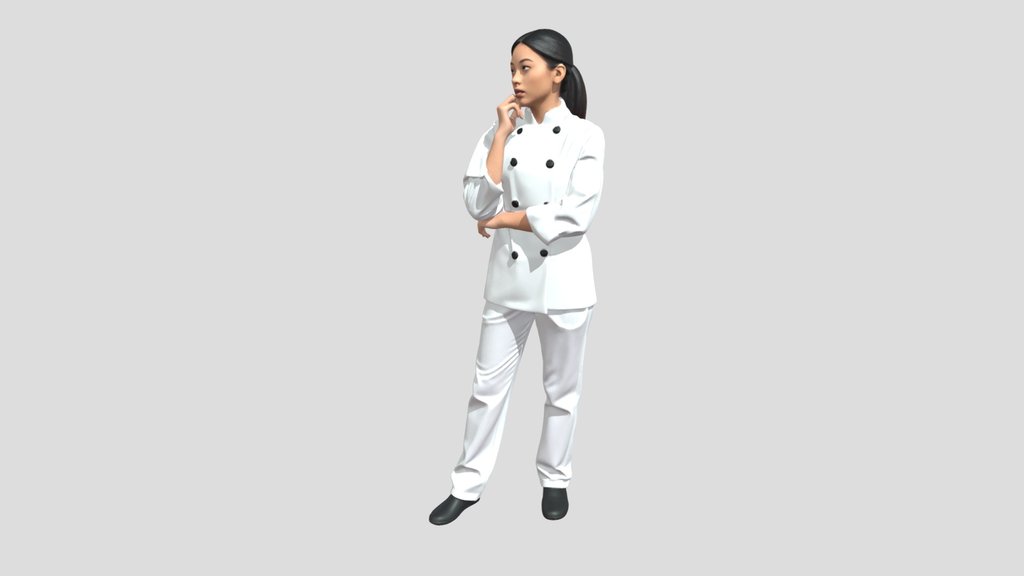 Contemplative Chef in White