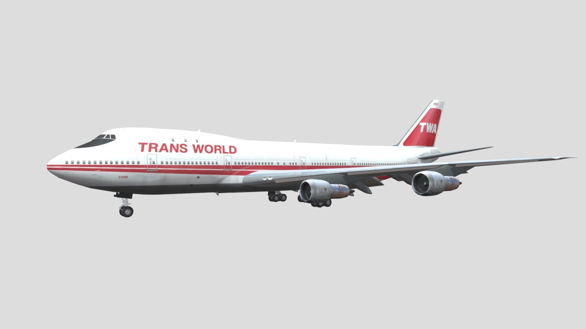 Trans World Airlines Boeing 747-131 (N93119) — Sketchfab embed 3D viewer