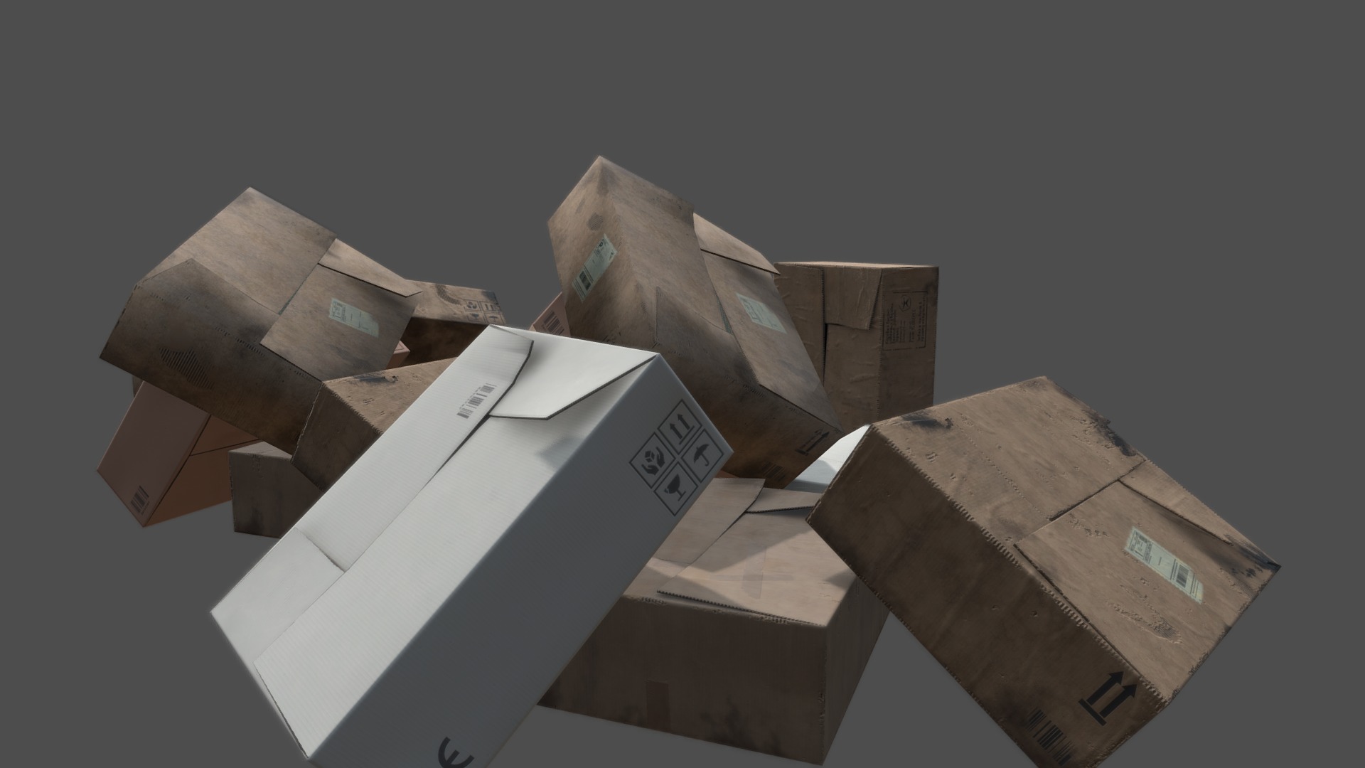 3D model Cardboard Boxes 01 - This is a 3D model of the Cardboard Boxes 01. The 3D model is about a group of cardboard boxes.