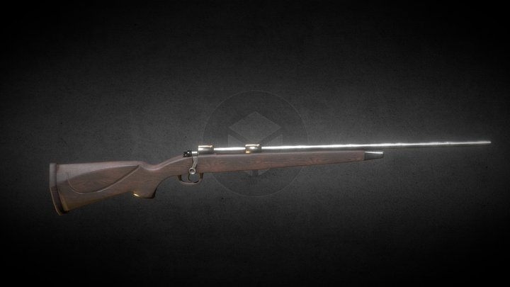 Game-Ready Bolt Action Rifle (Wooden Stock) 3D Model