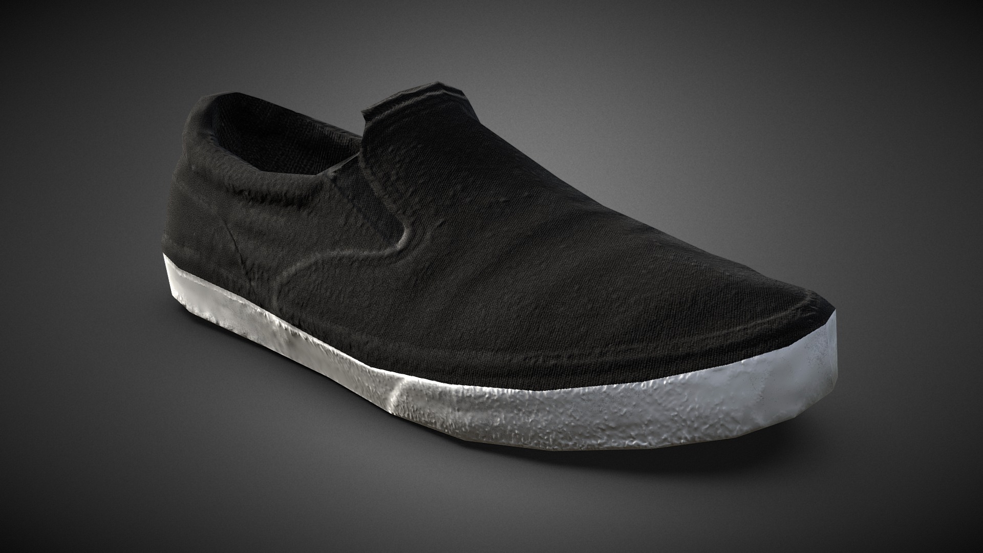 3D model Skate shoes – Slippers - This is a 3D model of the Skate shoes - Slippers. The 3D model is about a black and white shoe.