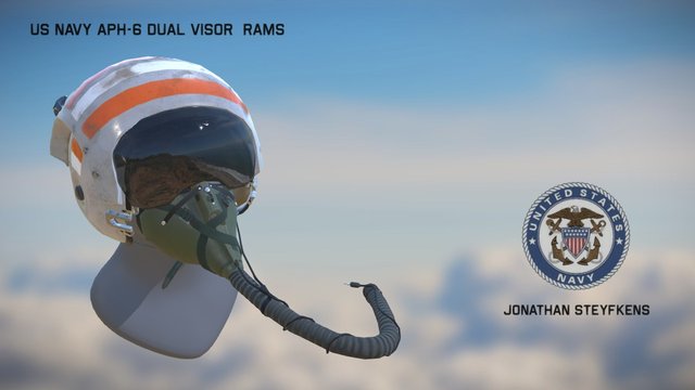 US Navy APH-6 Dual Visor Rams Helmet 3D Model