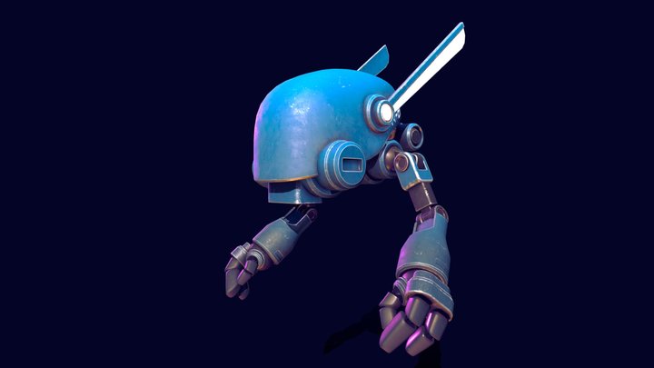R-Bit. Animated flying robot. 3D Model