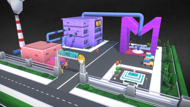 Factory MEME low-poly 3D Model