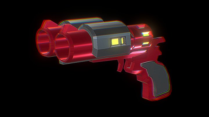 Stylize Low-Poly Double Barel Gun 3D Model