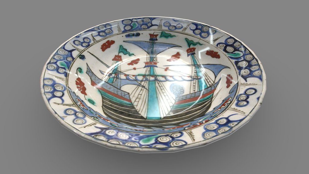 Dish With Sailing-ship Design