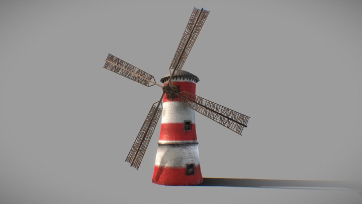 Stylized Old Windmill 3D Model