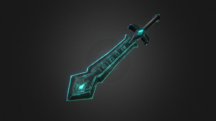 Blue Gem Sword 3D Model