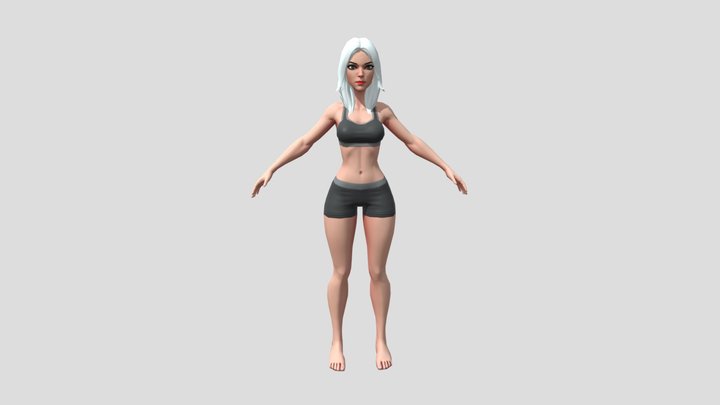 Stylized Female Character Base mesh - Rigged 3D Model