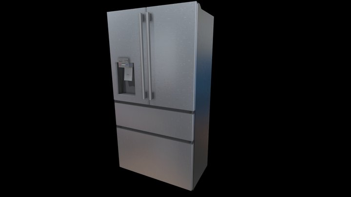 French Door Refrigerator - Stainless 3D Model