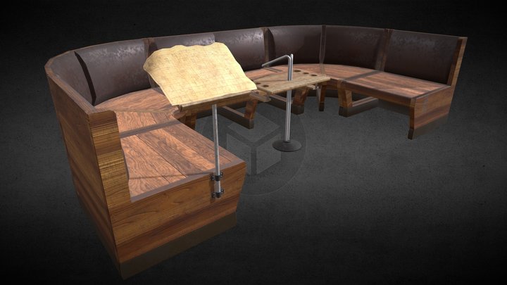 Bowling Alley Bench 3D Model