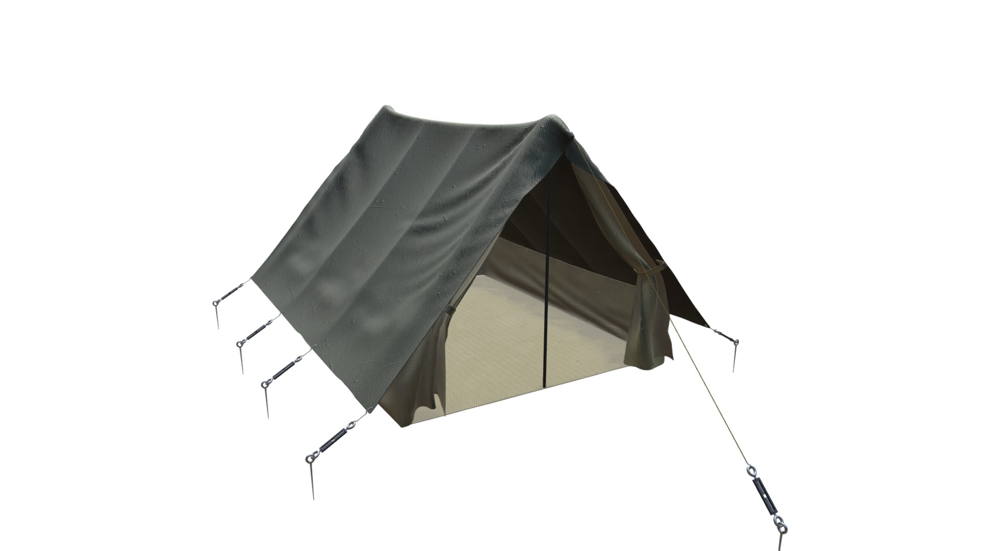 3D model Camping tent - This is a 3D model of the Camping tent. The 3D model is about a black tent with a white background.