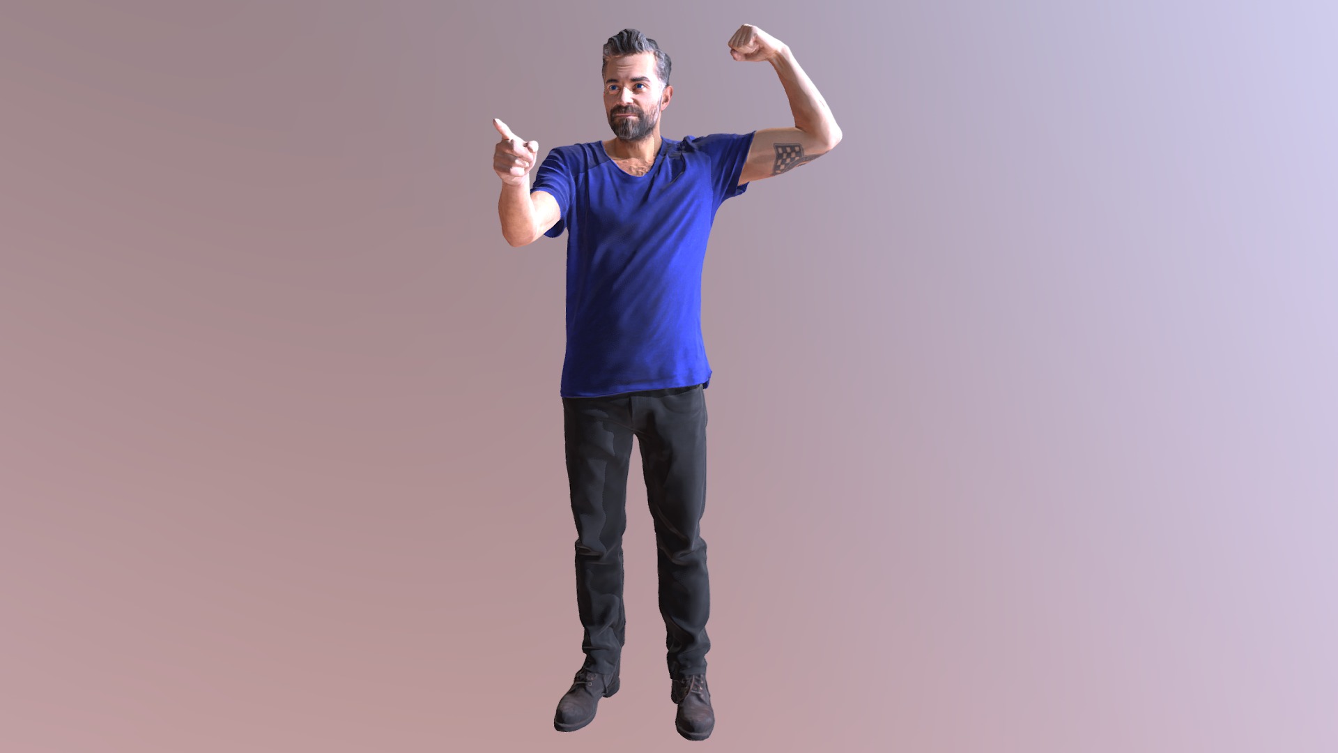 3D model No26 – Cool Guy - This is a 3D model of the No26 - Cool Guy. The 3D model is about a man with his arms raised.
