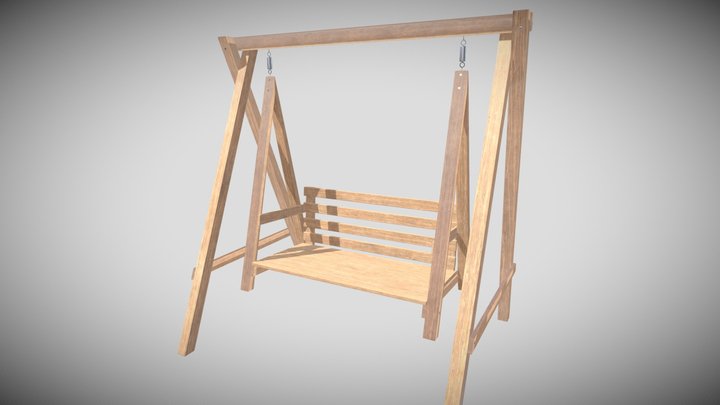 Wooden Swing Chair 3D Model