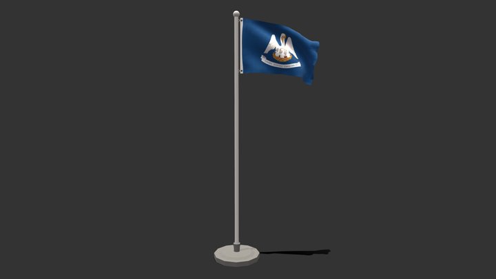Seamless Animated Louisiana Flag 3D Model