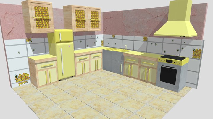 Yellow Kitchen 3D Model