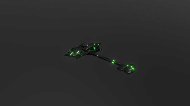 Alien Hammer Concept Green Glow 3D Model