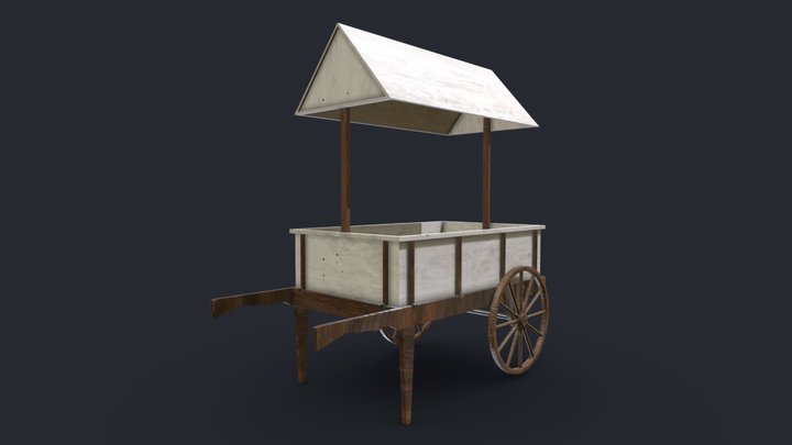 Wooden Old Cart (market) 3D Model