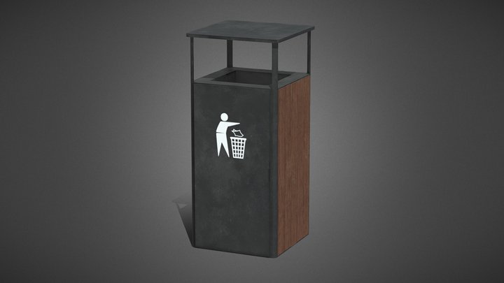 Modern Trash Bin | Low Poly 3D Model